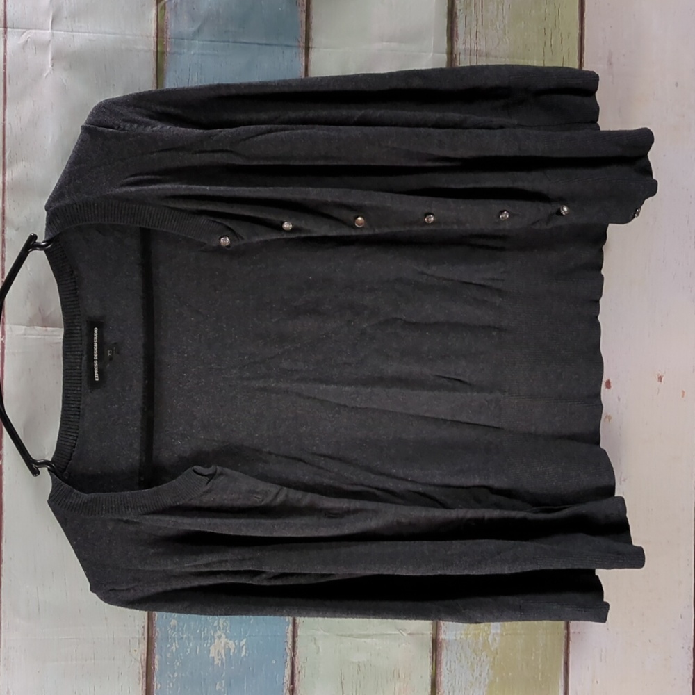 Express Design Studio Cropped Grey Cardigan
